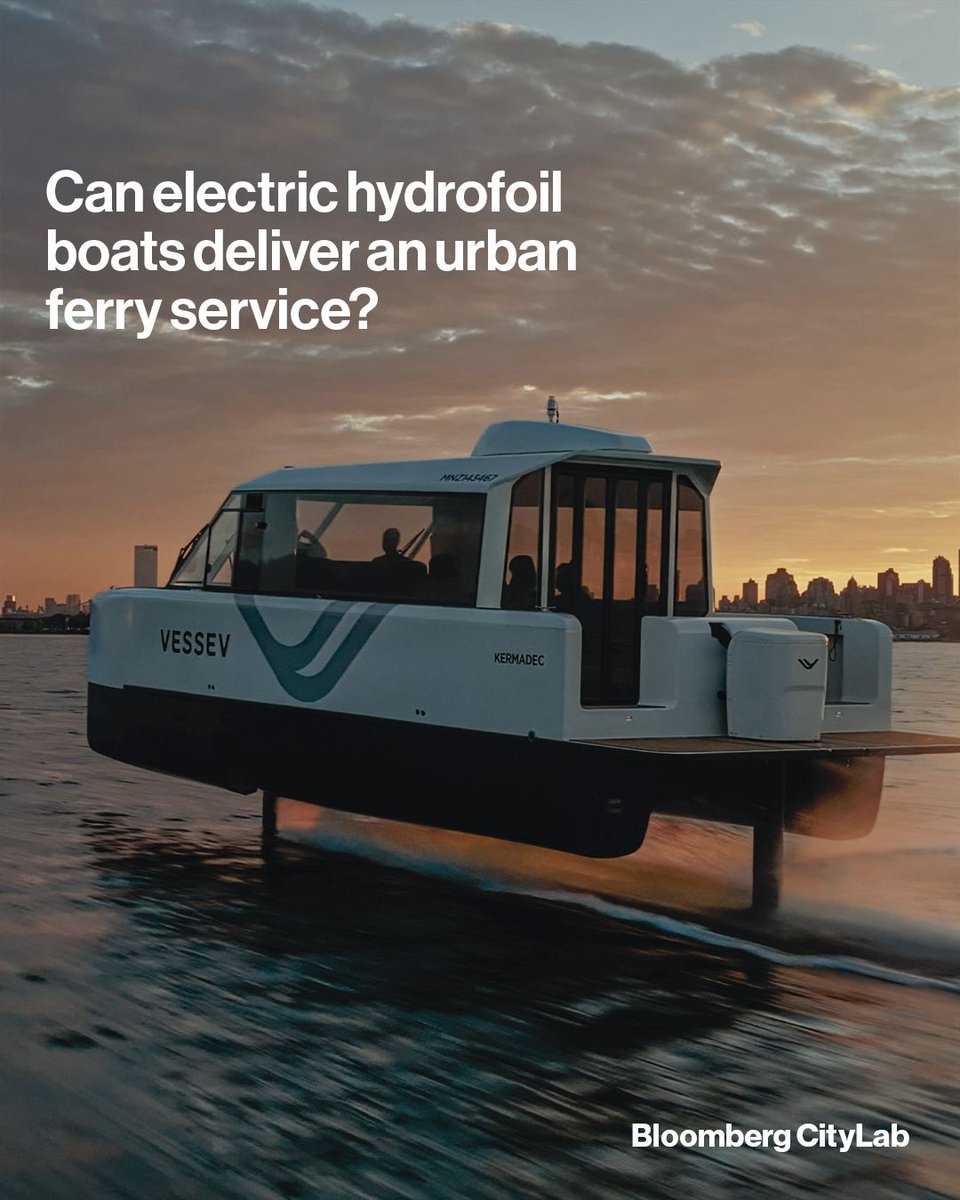 CityLab's tweet photo. Could an electric hydrofoil catamaran finally deliver a fast, quiet, clean urban ferry system? Read the latest Design Edition newsletter here: https://t.co/3adSLxSFCo

📷: Courtesy of Vessev https://t.co/G6efUDul0Z