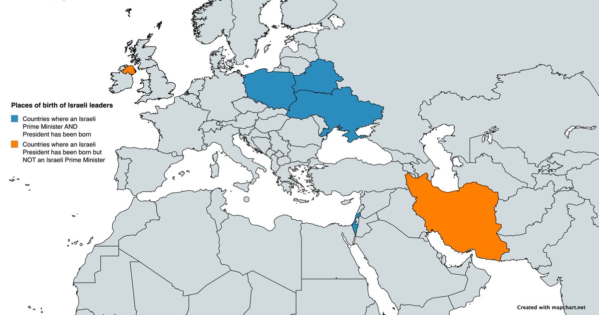onlmaps's tweet photo. Modern day countries of birth of Israeli leaders https://t.co/Vsjgj5yVGs