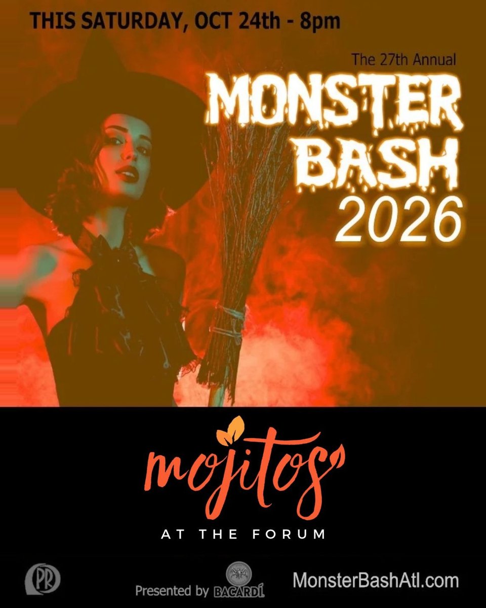 PRProductions's tweet photo. IT"S HAPPENING!
This #Saturday
#October 24th 8pm

The #1 #Latin &amp; #International #Halloween Party

@Bacardi host the
27th Annual #Halloween #Party
* MONSTER BASH 2026 *
at
MOJITOS at the Forum

#Costume Contest, 3 #Dj's

All Info + #Free Entry
https://t.co/MprXKZDJa7

#free https://t.co/09X4qB4U92