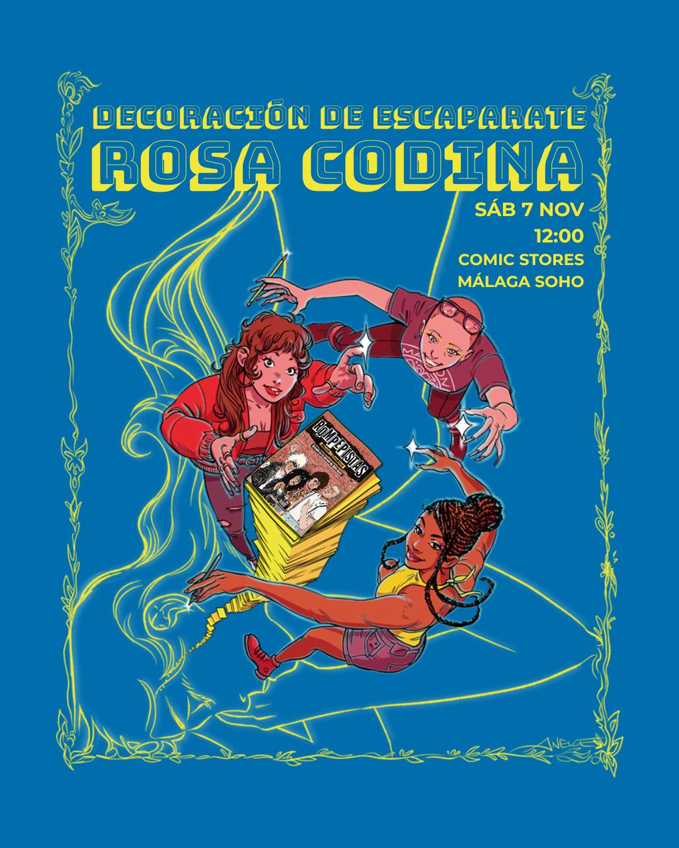comicstores's tweet photo. 🎨 ¡Gráficas! vuelve a Comic Stores Málaga Soho el 7 de noviembre.

✍️ 12:00: Rosa Codina pintará nuestro escaparate en directo.

🍷 13:00: charla y aperitivo con Dunia Navinés y Alicia GM, moderadas por Terelo Chan.

💜 ¡GRATIS hasta completar aforo!

👉 https://t.co/7lIeJwQfnI https://t.co/wabAnQcYaw