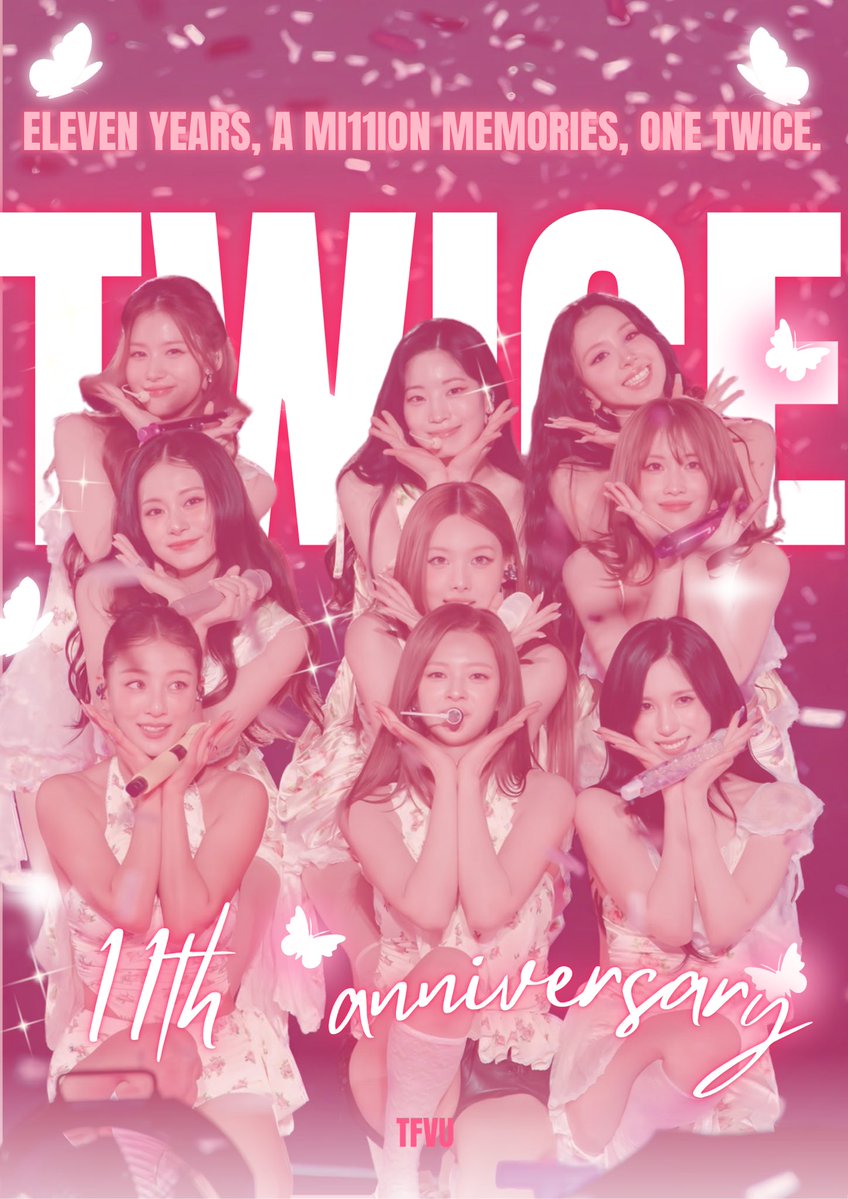 TFVUnion's tweet photo. ELEVEN YEARS, A MILLION MEMORIES, ONE TWICE.

11 years later, and we’re still here, still choosing TWICE, and still growing together. 🩷 

We couldn’t be prouder of how far we’ve come, not just as ONCEs, but as a family united by our love for these nine incredible women. 🥹

To everyone who continues to keep TFVU alive, thank you. What started as a simple love for TWICE has grown into something bigger than ourselves. A shared commitment, a purpose, and a promise to keep showing up for them and for each other. Through every challenge, every comeback, and every vote, you’ve reminded us why this is all worth it. 🫶🏻

We’ll always be here, cheering for TWICE, believing in them, and doing what we can to see them shine. Eleven years down, and we’re nowhere near done. Here’s to everything we’ve accomplished together and everything that’s still waiting for us.

Once a ONCE, forever a ONCE. To TWICE, always. 🍭💖

TWICE 11TH ANNIVERSARY 
#트와이스와_빛의_시간을_건너
#One_In_A_Mi11ion
#2026MAMAVOTE #TWICE