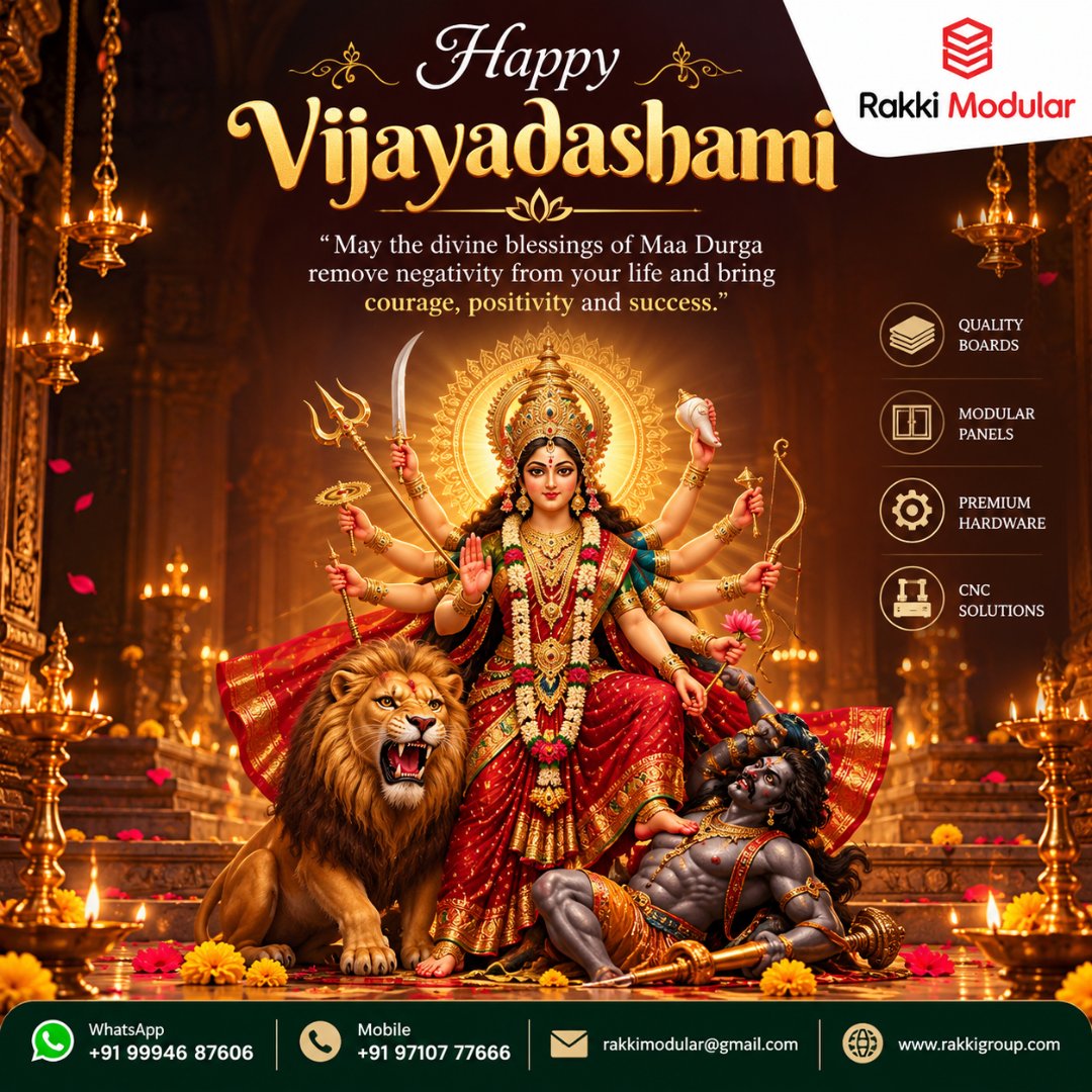 RakkiModular's tweet photo. 🌸✨ Wishing everyone a Happy Vijaya Dashami! May your ideas turn into achievements and your hard work bring success, happiness &amp; prosperity.

📞 +91 99946 87606 
#RakkiModular #VijayaDashami https://t.co/QZ4qBSS0bi