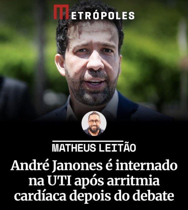 NatanaelMexb's tweet photo. André Janones é internado na UTI após arritmia cardíaca depois do debate. https://t.co/vx2sZUlVen