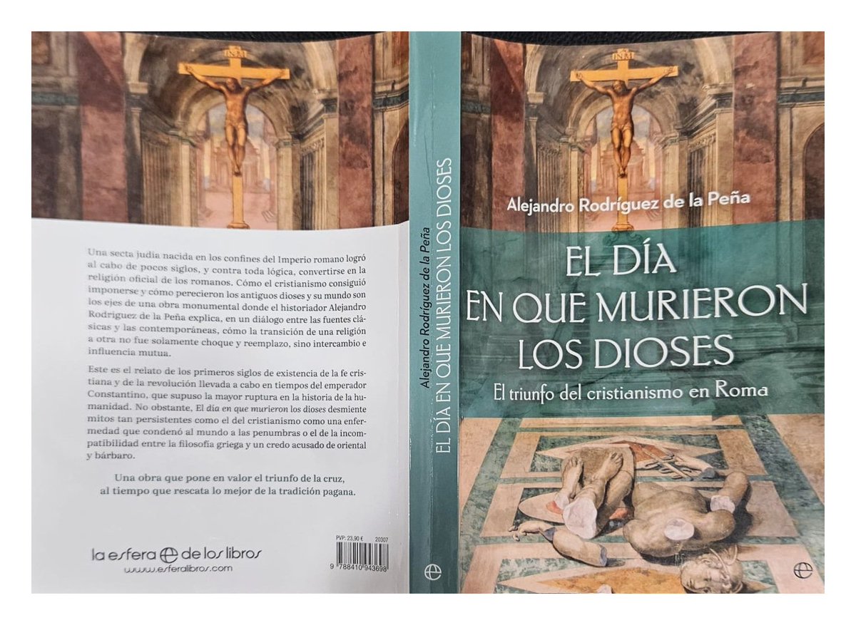 RafaelDomingoO1's tweet photo. Estos días he leído "El día en que murieron los dioses. El triunfo del cristianismo en Roma" (@esferalibros ), de  @Torremarte1 , catedrático de Historia Medieval en la Universidad CEU San Pablo. Compartimos editorial.
Es un libro de historia escrito con erudición y pulso narrativo.  Me quedo con su tesis de fondo: el paso de los dioses antiguos al Dios cristiano no fue solo choque y sustitución, también fue intercambio. El cristianismo venció, pero salvó lo mejor de lo que venía a reemplazar.

Gracias, Alejandro. Muy recomendable.