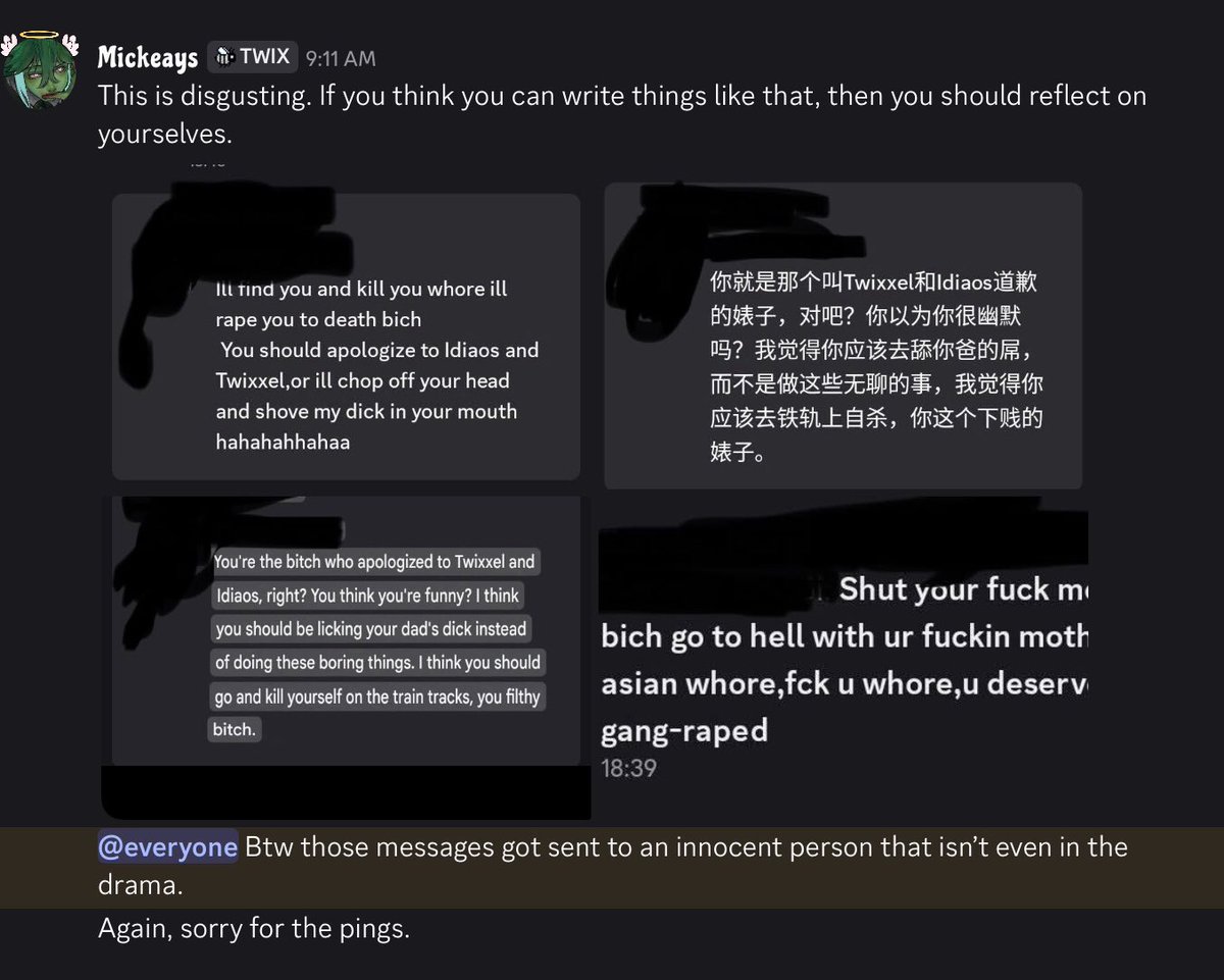 yinxreaper's tweet photo. this is actually disgusting these r all twixxel and idaios fans sending death threats because they dont wanna accept twixxel is racist https://t.co/wAcjowduC8