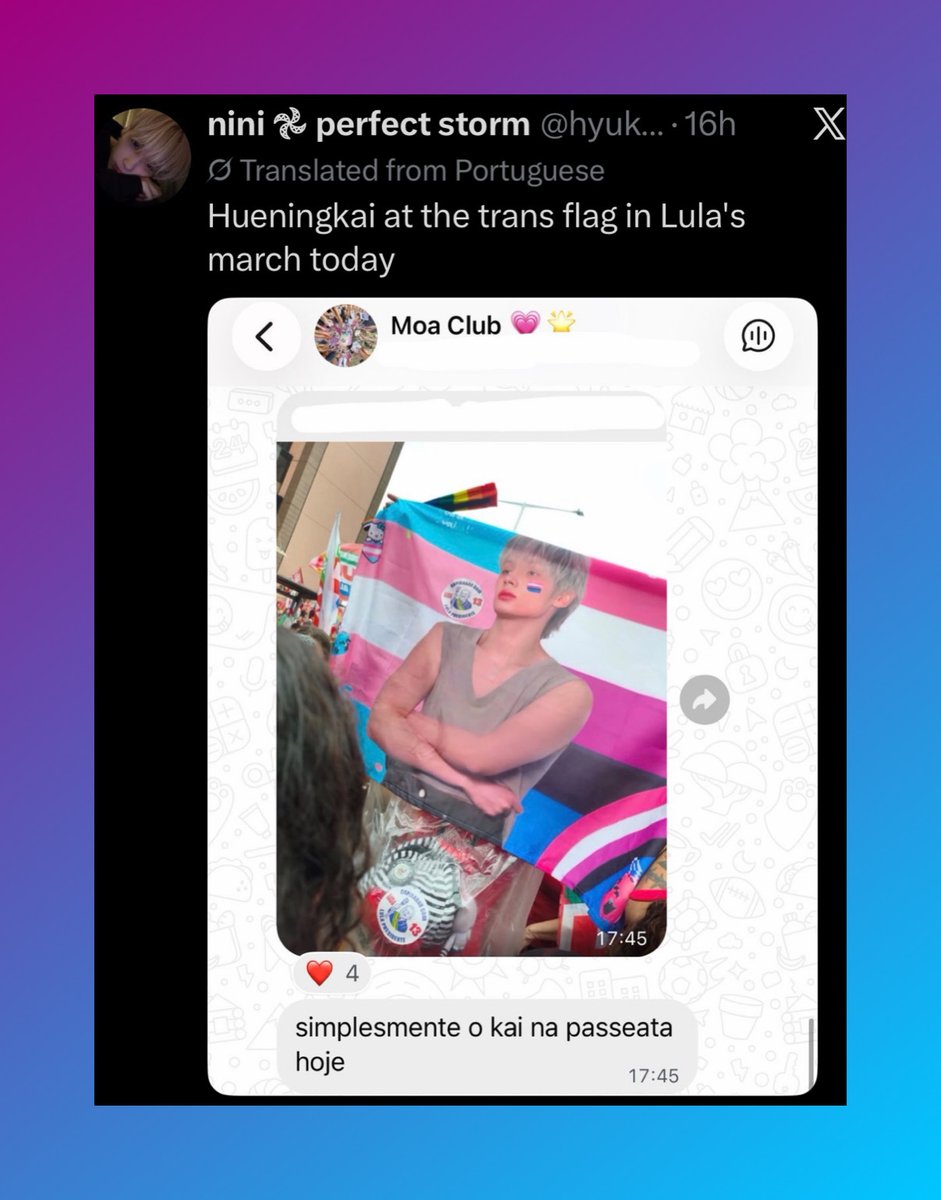 PopHnk's tweet photo. A HUENINGKAI transgender pride flag was spotted at a recent march in Brazil to support incumbent President Luiz Inácio Lula da Silva's reelection bid. https://t.co/tTJtrWB5PE