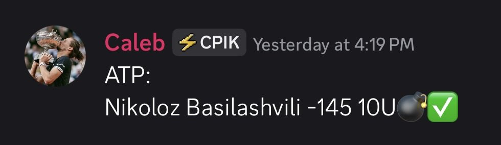 CalebPicks_'s tweet photo. Nikoloz Basilashvili -145 10U MAX✅💰

Wake and cash MAX WINNER💰💰

Join $5 off👇🏻 https://t.co/JW4zm82DIp
