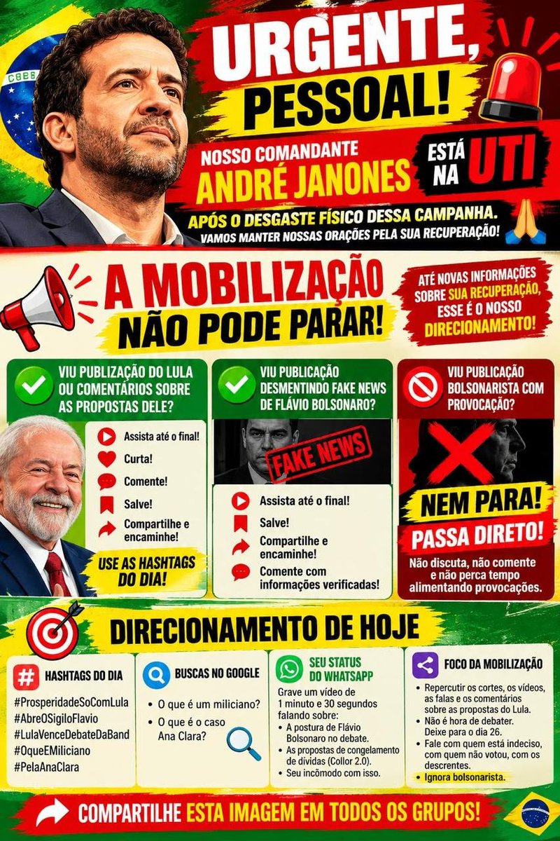 abmrqs's tweet photo. Enquanto o comandante se recupera temos de seguir as orientações que já conhecemos. 

#ExercitoDoLula segue firme e forte, somos mais de 5 milhões de pessoas em defesa da democracia! https://t.co/HZaqDFREYU