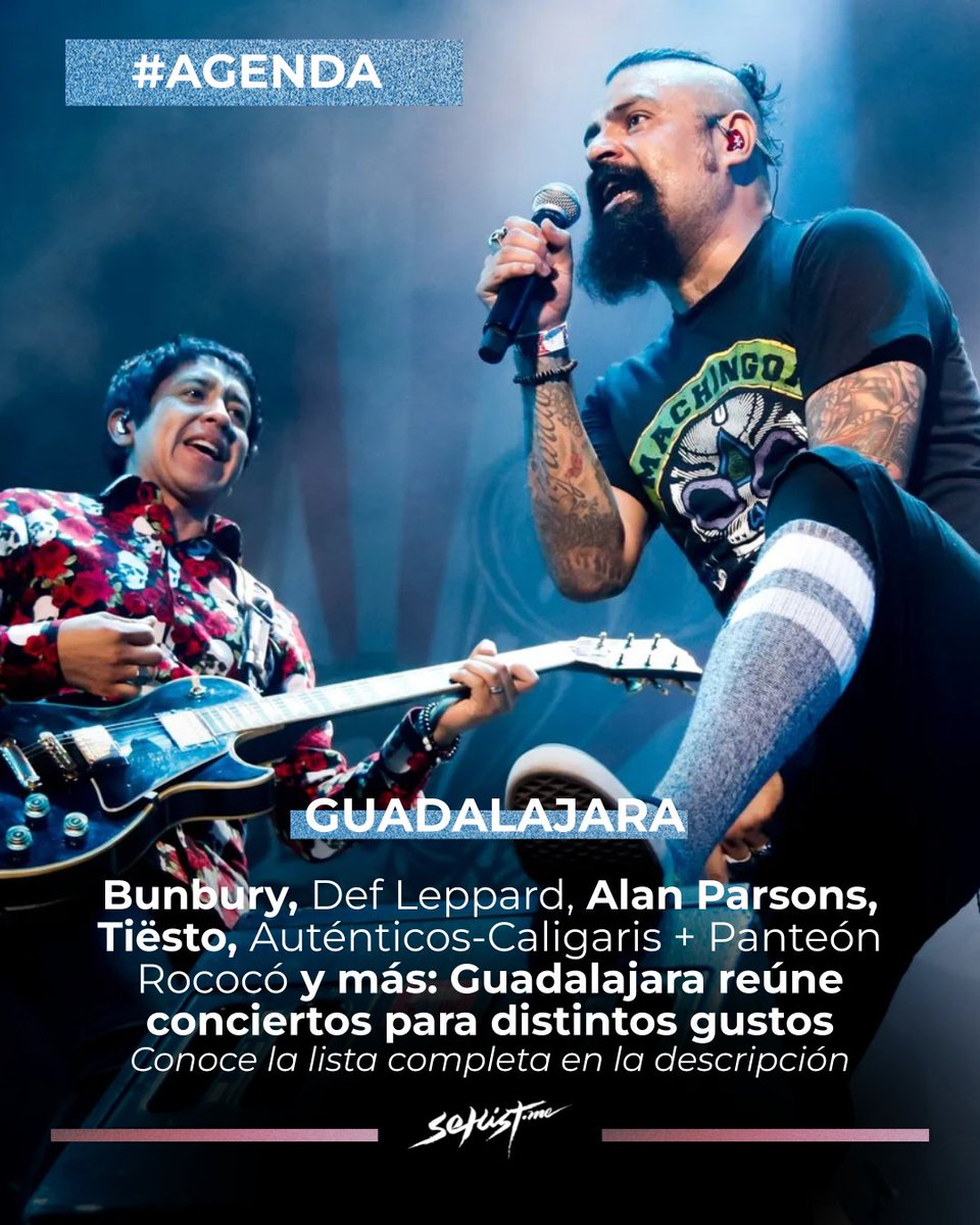 Setlist_me's tweet photo. Guadalajara, toca elegir.

Del 19 al 25 de octubre llegan Hombres G, Bunbury, Def Leppard + Extreme, Alan Parsons, Tiësto, Bad Gyal, Black Country, New Road y más.

Aquí la agenda semanal. ¿A quién van a ver?

#Setlistme #ConciertosGDL https://t.co/AgZt4uBcXO