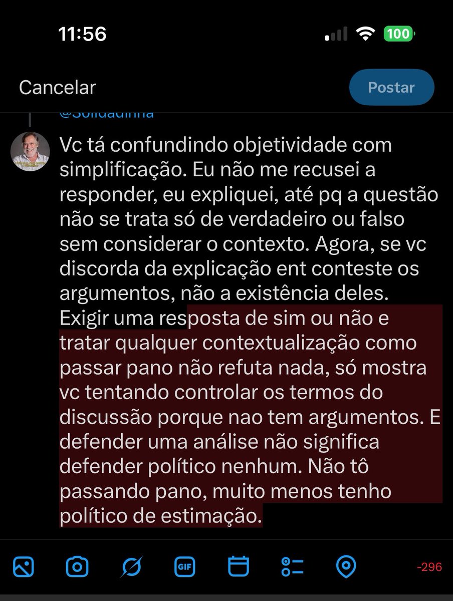 aanaaps's tweet photo. @cassionline @pointcharts @Solldadinha Vc tá confundindo objetividade com simplificação. Eu não me recusei a responder, eu expliquei, até pq a questão não se trata só de verdadeiro ou falso sem considerar o contexto. Agora, se vc discorda da explicação ent conteste os argumentos, não a existência deles. https://t.co/k0vYWyNJEm