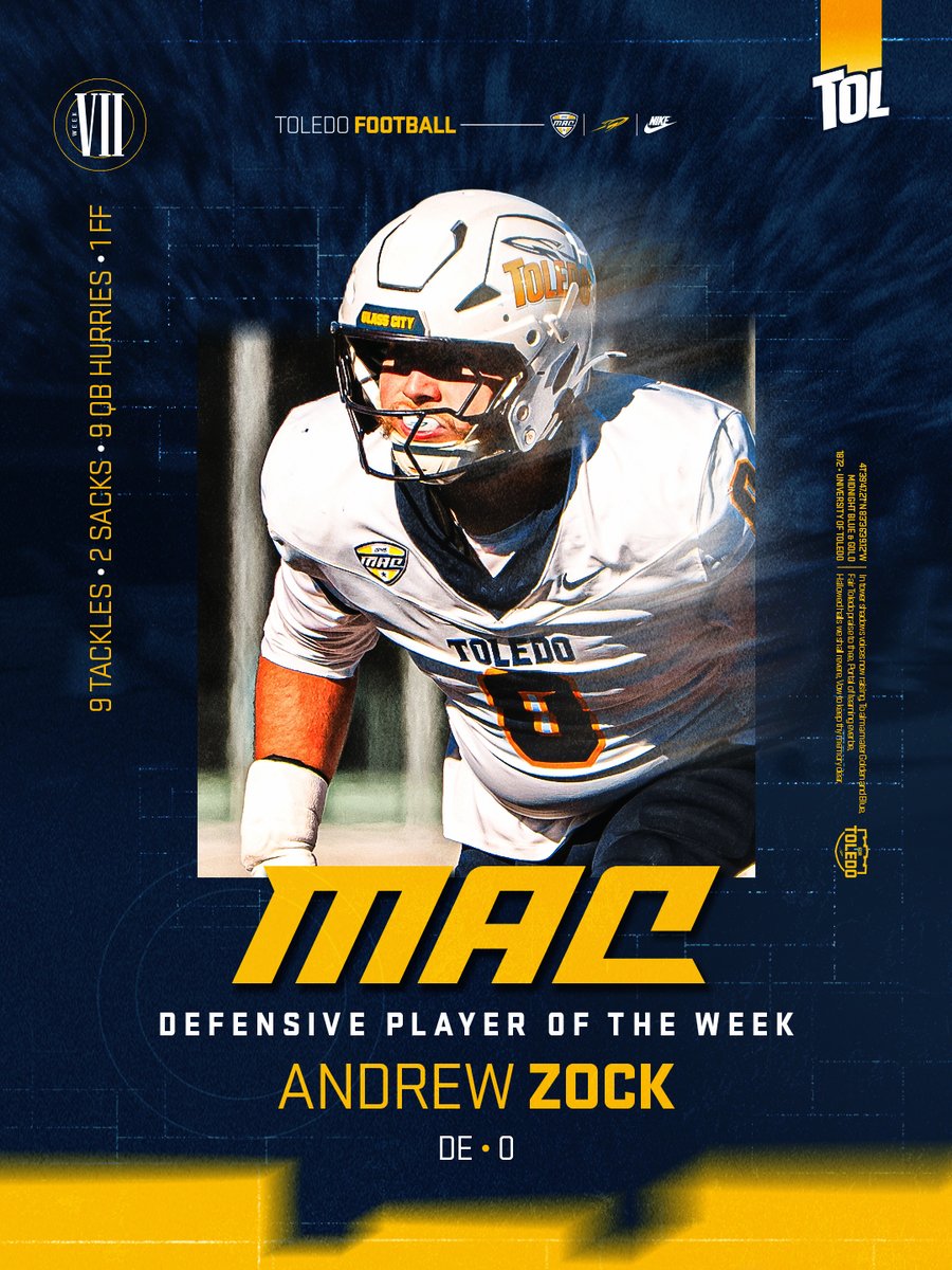 ToledoFB's tweet photo. @MACSports Defensive Player of the Week⛓️💪 https://t.co/qQQhm1lqCB