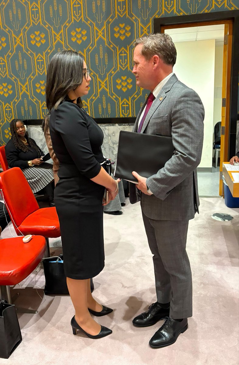 USUN's tweet photo. Ambassador Waltz offers condolences and support to Ambassador Lopez of El Salvador for the Salvadoran soldiers, ambushed by the gangs in Haiti, who are now missing. https://t.co/1haYj1x9mK