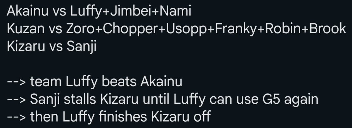 OpPaceHQ's tweet photo. @_miikazukki @sandman_AP Strawhats might win with this game plan https://t.co/9foZ3sikzc