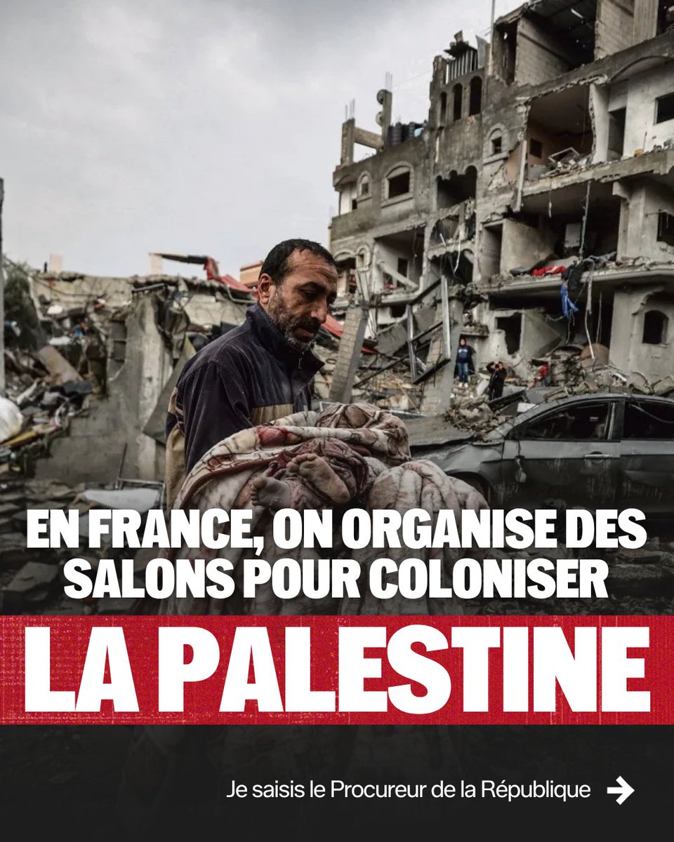 MathildePanot's tweet photo. Les 11, 12 et 13 octobre, des "Salons de l'Alyah" se sont tenus à Paris, Marseille et Lyon.

Parmi les programmes présents : Lekh Lekha, qui accompagne l'installation de ressortissants français dans des colonies israéliennes en Cisjordanie occupée.

La France ne peut servir de base arrière à une telle entreprise coloniale. 

Je saisis le Procureur de la République, au titre de la 40 du Code de Procédure pénale.
