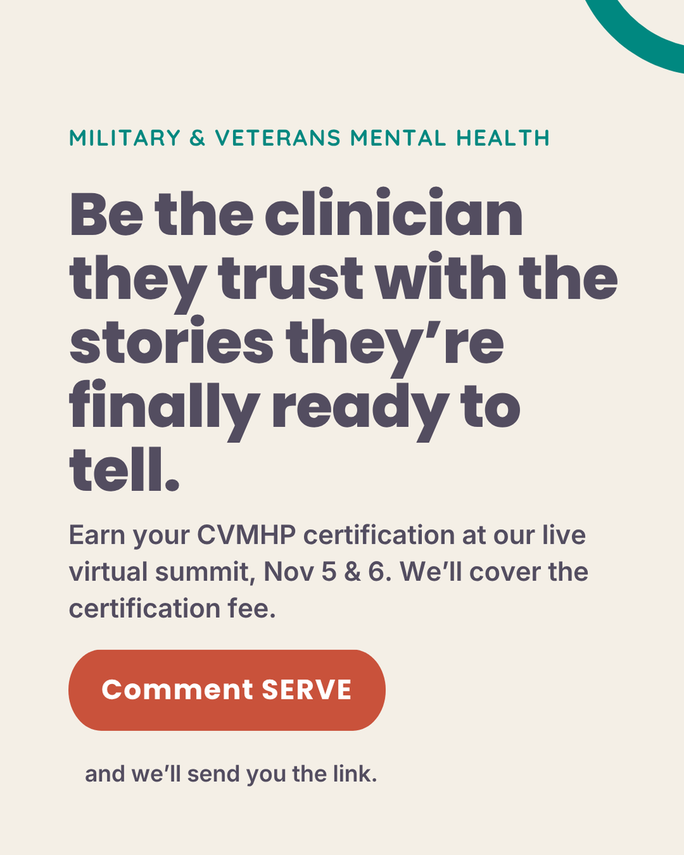 PESIinc's tweet photo. Those who served deserve clinicians trained for what they carry.

The 2026 Military &amp; Veterans Mental Health Certification Summit runs live Nov 5-6: up to 13 CE hours, and your CVMHP certification fee covered.

Register here: https://t.co/z1lzuUjzmE https://t.co/uXerkhCmhj