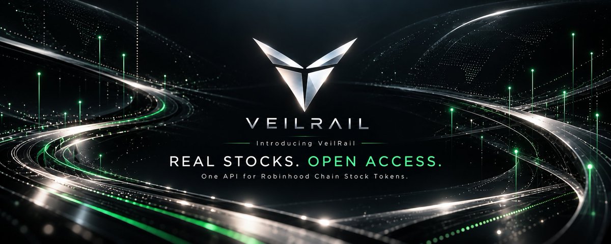 veilrail_'s tweet photo. Real Stocks. Open Access.

One API for Robinhood Chain Stock Tokens.

Discover tokens. Access pricing. Build transactions. Your wallet signs.

Built for developers, wallets, trading bots, and AI agents.

Privacy conscious. Non-custodial. Built for what's next.

Explore → https://t.co/T27mrbtPOC

#VeilRail #RobinhoodChain
