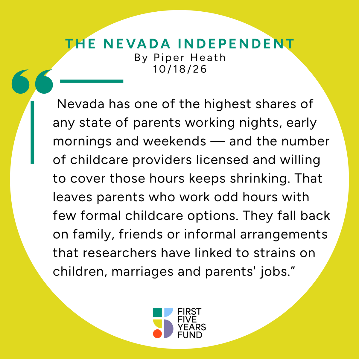 firstfiveyears's tweet photo. Worth a Read: @ThePiperHeath from @TheNVIndy shares the unique challenges that Nevada's working parents face in finding child care and possible solutions to help. https://t.co/Jee22a5lIH