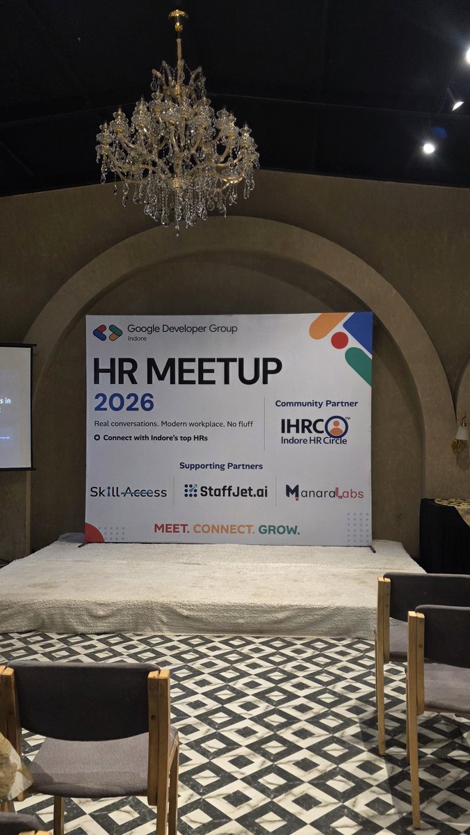 GDG_Indore's tweet photo. HR Meetup β26: Meaningful conversations, fresh perspectives & great connections! π€
Thanks to our attendees, speakers, volunteers, IHRC, ManaraLabs, https://t.co/FpXSl3SIk5 & SkillAccess!
#gdgindia #devfest2026indore #gdgindore #gdgcloudindore #mlindore #wtmindore https://t.co/WvFEcYbsLp