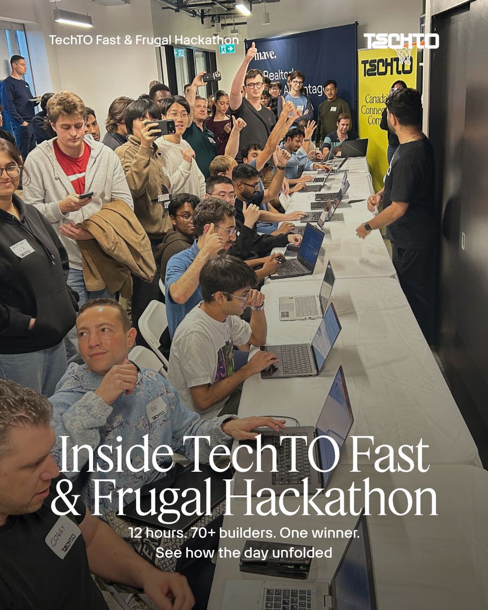 TechTO's tweet photo. 12 hours to build the fastest, cheapest AI agent that can book a hotel 🏨

One agent called a front desk, haggled on the price, and booked a room in Calgary.

Team 18 won $1,000 🏆 https://t.co/ZlaA1mlQo9