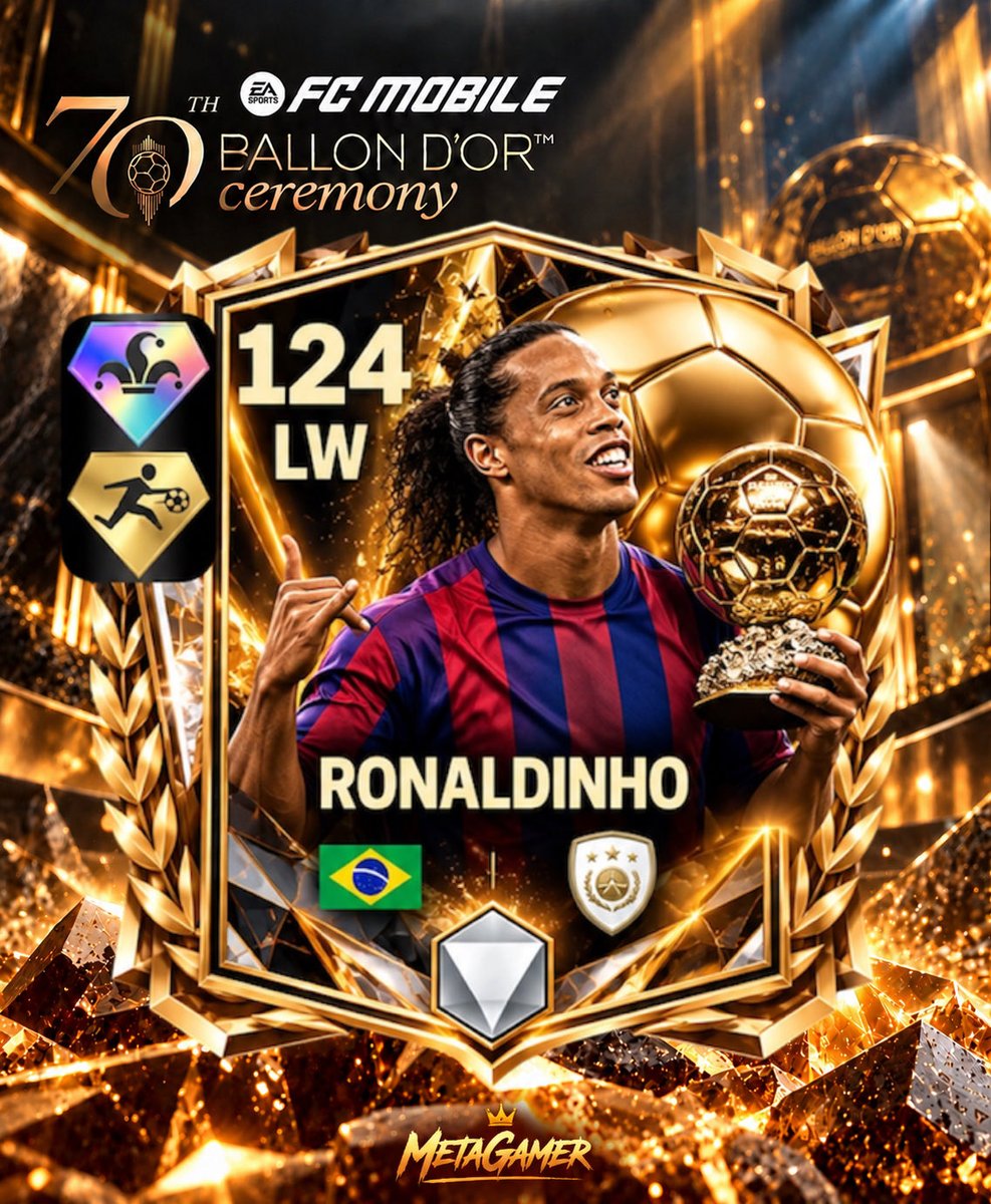 MetaGamerNo1's tweet photo. 🔥Here are my concepts for 124 OVR Ronaldinho, Kaká and Eusébio! 🤩

EA seems to have put the BEST cards behind boxes… 💔But there’s still hope that we’ll get some of these amazing cards through Drafts! 👀

🙏 Let’s hope EA gives F2P players a chance to get these top cards too! https://t.co/lnT0sS0bYS