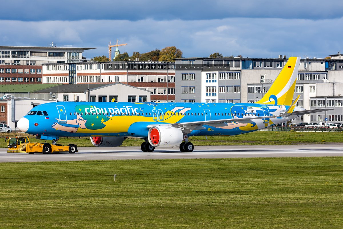 digro65's tweet photo. Long awaited and finally out of the paint hangar at Airbus Hamburg, the @CebuPacificAir "Dreamer Plane" A321neo RP-C4137 in the 30th anniversary livery.
Created by Cebu-based artistic studio @happygaraje , featuring signature colors of sky blue, ocean blue, sunny yellow, and tropical green. The special livery was unveiled last February 2026 at the Singapore Airshow to celebrate the airlines three decades of making air travel accessible to all Filipinos.