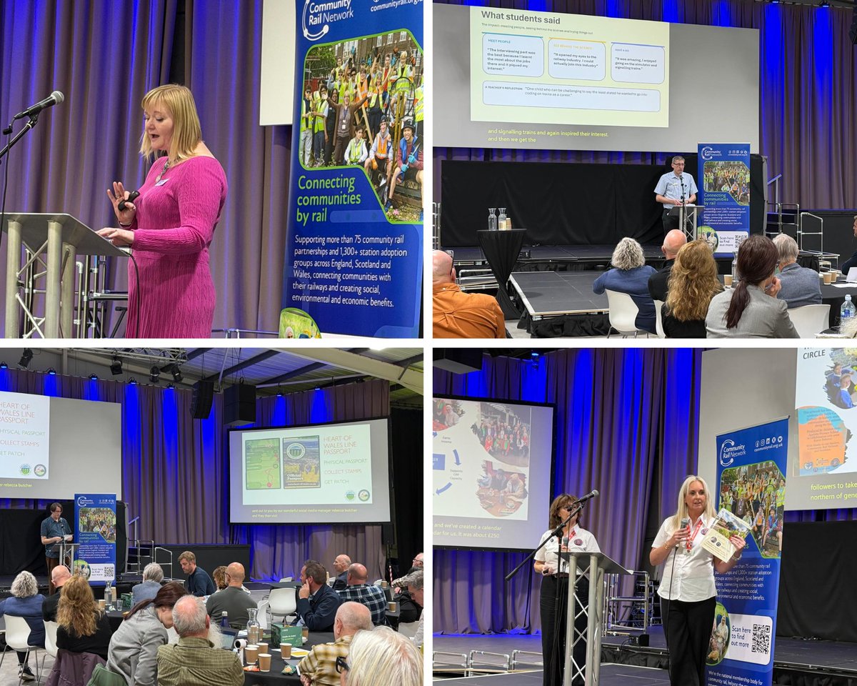 CommunityRail's tweet photo. We kicked things off with a new element to our Conference - the CRP Showcase Session 🎉

We heard 10 outcomes-led examples of #CommunityRail activity making a difference in local communities - from tackling violence against women and girls to transforming station spaces 👥 https://t.co/h5gyg5PcSS