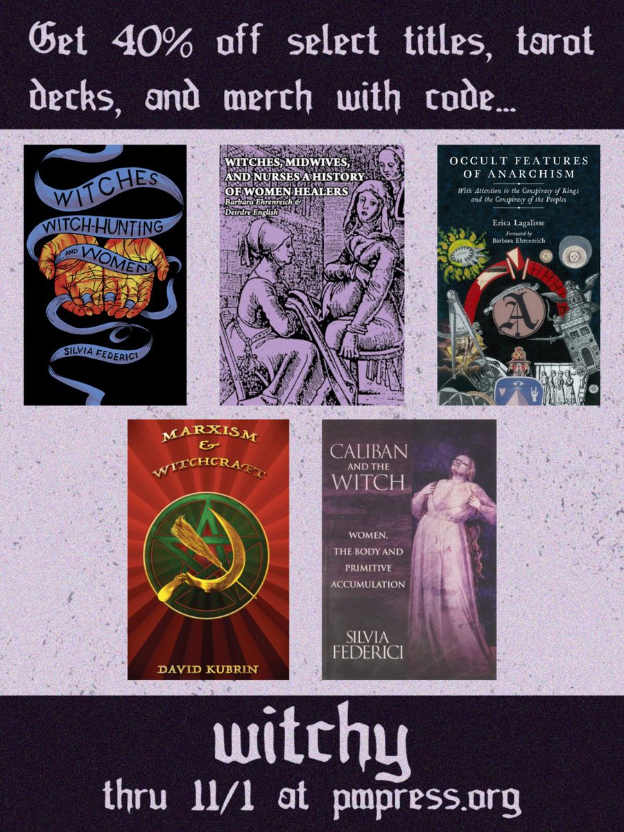 PMPressOrg's tweet photo. Books to Bewitch You
Get 40% of select titles, tarot decks, and merch with code WITCHY thru 11/1 here: https://t.co/0c7LfvmWsA https://t.co/3nN6Pt83X8