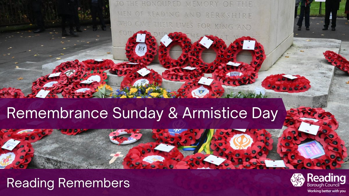 EventsInReading's tweet photo. 8 November - Remembrance Sunday: the service at Reading Minster (9.25am), followed by a march to Forbury Gardens at 10.15am and the Remembrance Ceremony at Forbury War Memorial. On Armistice Day, 11 November, a two-minute silence will be held at 11am.
All welcome to attend. https://t.co/iQ3hMwh8Kl