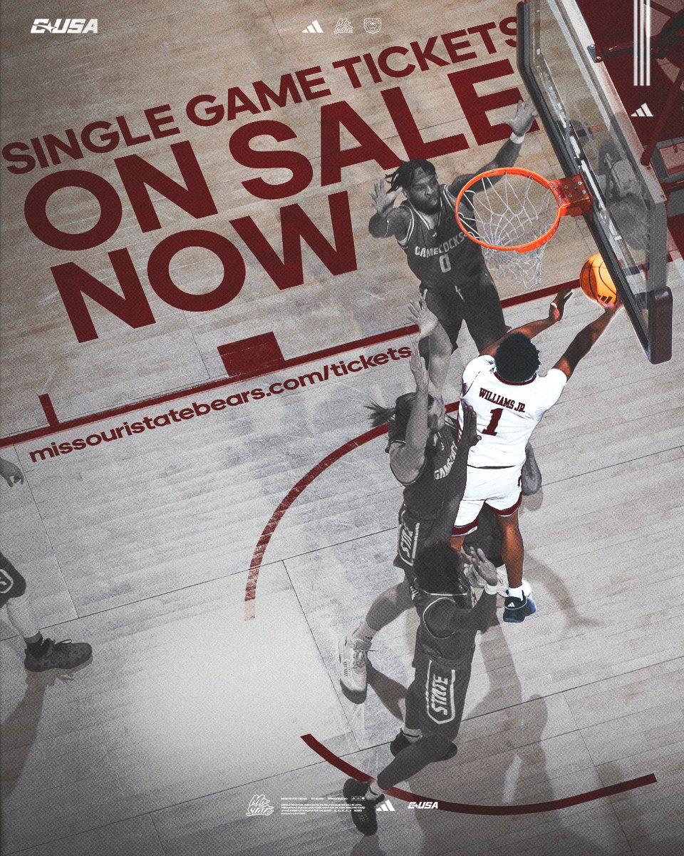 MoStateMBB's tweet photo. ON SALE NOW ‼️ 

Bears single-game tickets are available now AND you can also still purchase season tickets! 🐻🏀

Single-Game Tickets: https://t.co/T4gUIFOroU
Season Tickets: https://t.co/GEFY4aWjBK

#ITALLCOUNTS | #GoBears https://t.co/HqoLjAmxEx