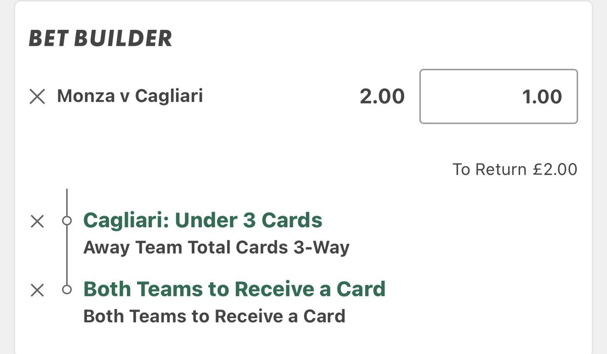 NoSweatBets__'s tweet photo. MONZA vs CAGLIARI 🇮🇹

💰 1u

▪️Cagliari Under 3 Cards
▪️Both Teams to Receive a Card

📊 Cagliari have stayed under 3 cards in their last 15/15 games.

🟨 Referee Andrea Calzavara has booked BOTH teams in 26/28 matches officiated.

All stats from @StatsHubCom 🤝 https://t.co/CLYYEtL21G