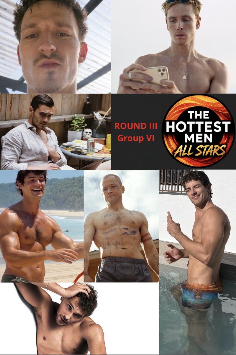 TheHottestMen_'s tweet photo. All Stars ✨      
Round III - Group VI - ONLY Round of votes:
Time to vote: until Tuesday 20 🔥 

#ElvisAmols #CooperKoch #TaronEgerton #JulianKostov #HarrisDickinson #PaulForman #ManuRios https://t.co/i4phRpn40D
