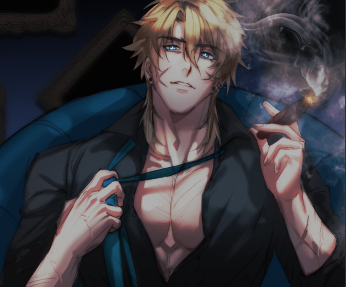 chihuahuarien's tweet photo. halloween server banner for varka mains with mafia boss varka 👅 #varka https://t.co/S8ckzRYDIt