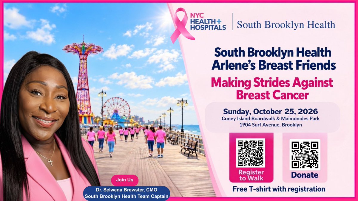 SouthBKHealth's tweet photo. Walk with us this Sunday! Join #SouthBrooklynHealth at the Making Strides Against Breast Cancer Walk as we honor survivors, support families and raise awareness. Every step makes a difference!
#MakingStrides #BreastCancerAwareness https://t.co/MsbnH8lLwT