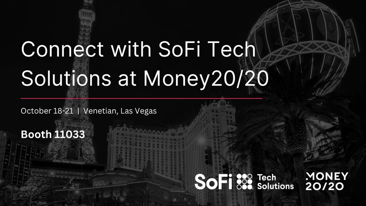 SoFiTechSol's tweet photo. We're at @Money2020 in Las Vegas!

Stop by booth 11033 to connect with the team. We look forward to seeing you there!

#Money2020 #Fintech #Payments https://t.co/AhjGJQxRwd