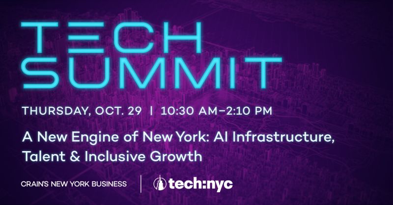 TechNYC's tweet photo. What’s next for NYC’s tech economy? 🗽

Join Tech:NYC + @CrainsNewYork on Oct. 29 for the Tech Summit on AI, startup building, and expanding opportunity across the city.

Get 15% off with code FRIENDSOFTECHNYC:
https://t.co/Gg6E2zACbz https://t.co/igZK4Letg0