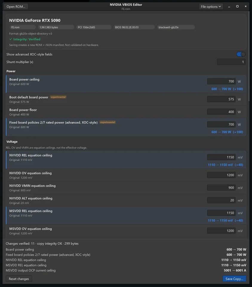 Pirat_Nation's tweet photo. NVIDIA GPU owners now have a new way to push their graphics cards further without permanently changing the BIOS.

A new tool lets owners of supported RTX 50, 40 and 30 series GPUs load a custom VBIOS without actually flashing the GPU’s BIOS. So you can test a modified BIOS while keeping the original one untouched.

With the RTX 5080 test, the card normally has a 360W power limit, but the modified VBIOS allowed it to run at 500W.

That means users can potentially unlock higher power limits and experiment with higher clock speeds without permanently replacing the original BIOS.

This is mainly aimed at enthusiasts and overclockers, running a GPU at 500W can produce significantly more heat and put much more stress on the card’s power delivery and components.

https://t.co/ktSQzI4D7l