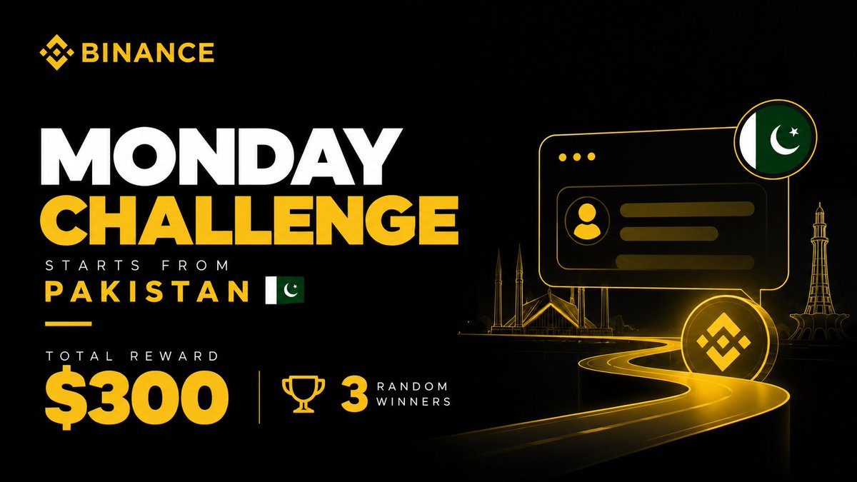BinancePk's tweet photo. 🇵🇰 Monday Challenge ab Pakistan mein! 👀

Har kisi ki Binance journey alag hai, aur ab hum aapki kahani sunna chahte hain! 💛

Binance se pehli baar kaise mile? Aapka experience kaisa raha? Apni journey comments mein share karein aur jeetne ka mauqa paayein $300 reward pool mein se!

Participate karne ka tareeqa:
✅ @BinancePakistan ko follow karein
❤️ Post ko like karein
🔁 Repost karein
💬 Comments mein apni Binance journey share karein
🎁 3 lucky winners randomly select kiye jayenge next Monday!
Chaliye, Pakistan! 🇵🇰 Comments mein apni Binance story sunayein! 👇