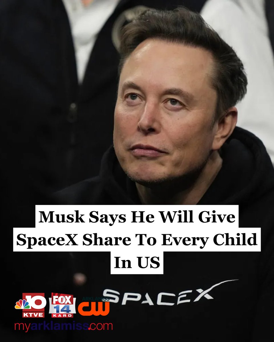 MyArkLaMiss's tweet photo. Musk did not specify how he plans to go about providing shares in the company, which went public earlier this summer.
#YourArkLaMissNewsSource #spacex #spacexshares #elonmusk https://t.co/vtXKAcvn11