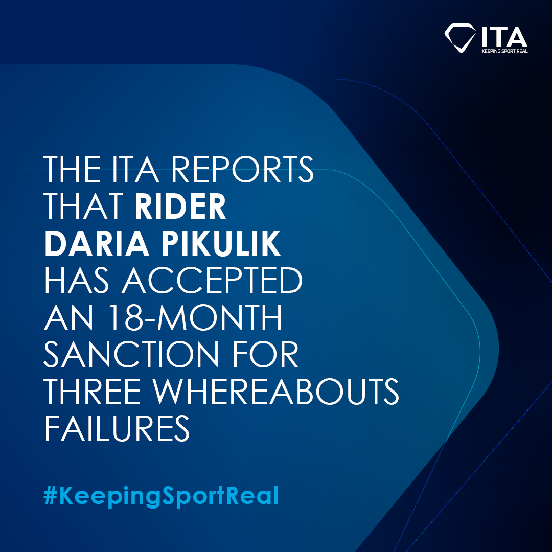 IntTestAgency's tweet photo. The ITA, leading an independent anti-doping program on behalf of the @UCI_cycling, reports that Polish rider Daria Pikulik has accepted an 18-month period of ineligibility for an anti-doping rule violation (ADRV).

▶️ https://t.co/N8wCSB9clz

#KeepingSportReal https://t.co/Evl9c7ucGg