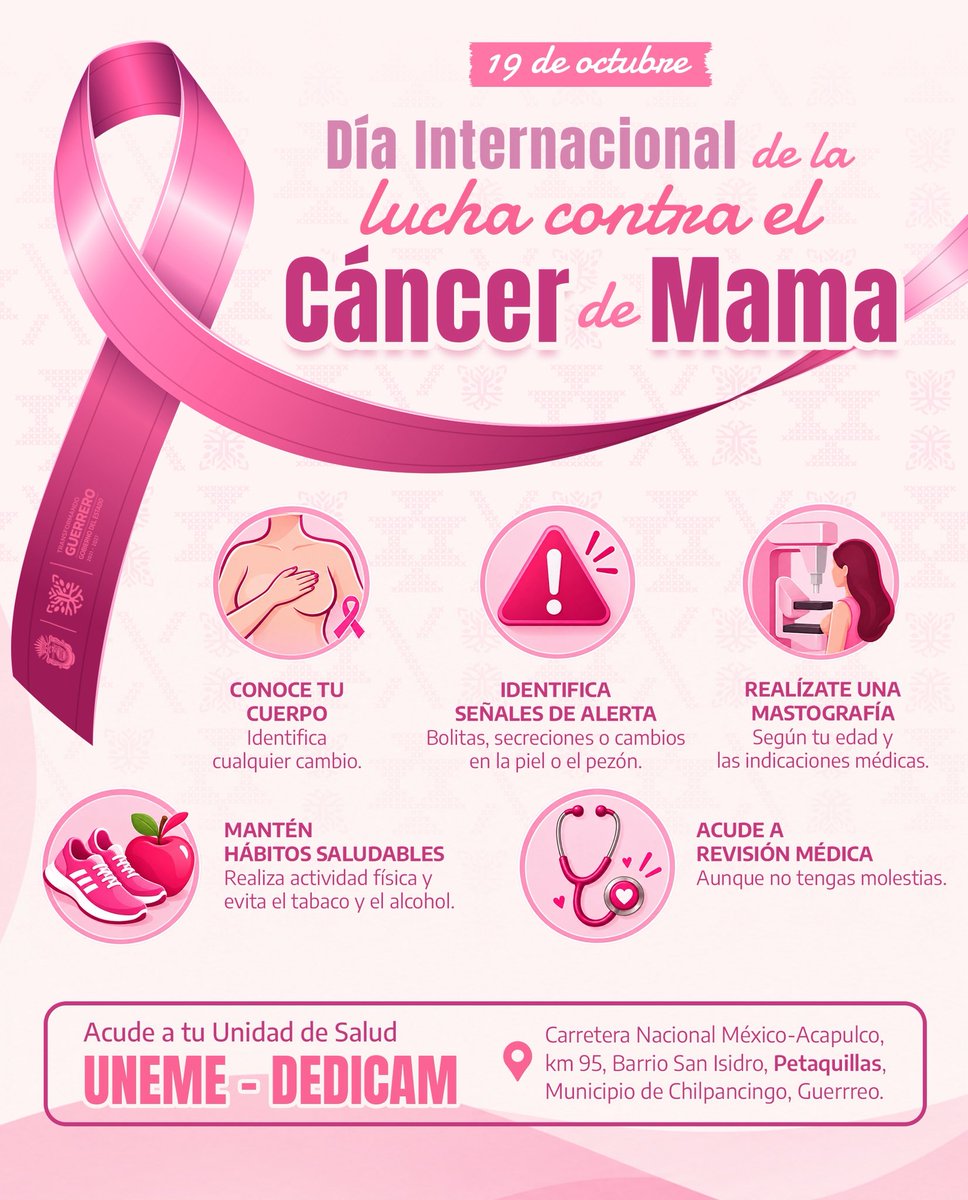 EvelynSalgadoP's tweet photo. En la lucha contra el cáncer de mama, la información, la detección oportuna y el acompañamiento hacen la diferencia. 💗

Mi cariño y solidaridad están con todas las mujeres que enfrentan esta enfermedad, con quienes la han superado y con sus familias. Su fortaleza nos recuerda la importancia de cuidarnos y de estar presentes unas para otras.

En Guerrero, sigamos haciendo de la prevención una prioridad. La autoexploración y las revisiones médicas periódicas pueden salvar vidas. ¡Cuidarte también es un acto de amor! 🌸