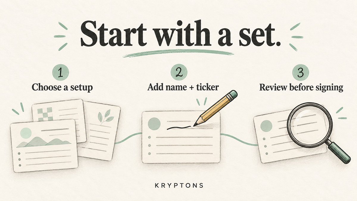 Kryptonsfun's tweet photo. First launch? Start with a set.

Choose a ready-made fee-and-marks setup, add your coin’s name and ticker, then review the full specification.

Check what the marks become at graduation before signing.

Your launch starts with a design you can read. https://t.co/lbVhePy4PH