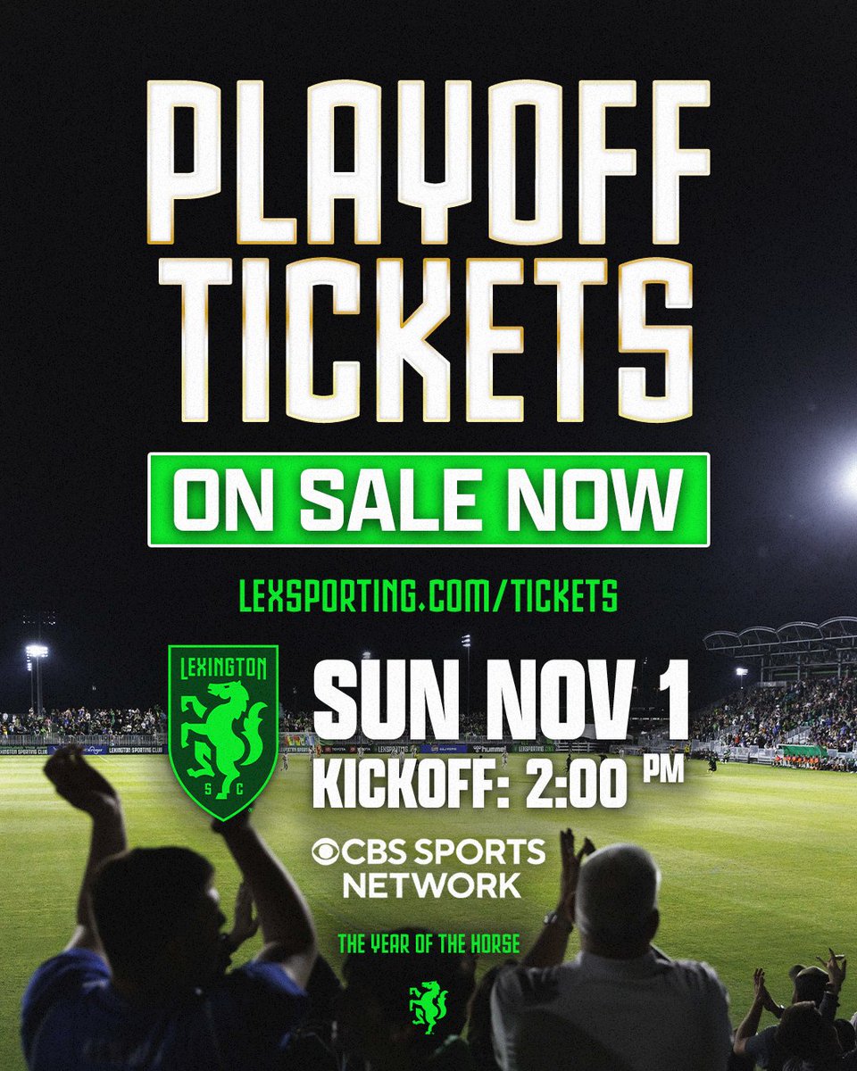LexSporting's tweet photo. Tickets for our first ever @USLChampionship playoff match are ON SALE NOW‼️🔥🏟️

See you on Sunday, November 1 🫡

🎟️ https://t.co/XPfK9oZ8JB https://t.co/LcPsJIYET4