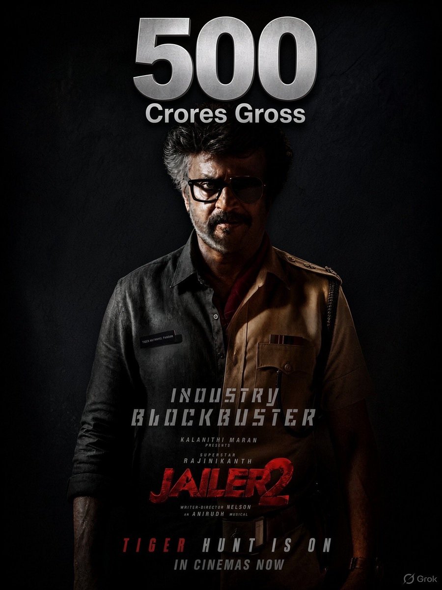 rajini_mano's tweet photo. Done and dusted guys 🔥🔥🔥
500+ Crores Gross in 5 Days .

Never before … 
but not Never again … 
Another Rajini movie will surpass this … 

#Jailer2IndustryBlockbuster 
#Jailer2IndustryHit 
#Jailer2 

@rajinikanth https://t.co/eOnrfsIzY7
