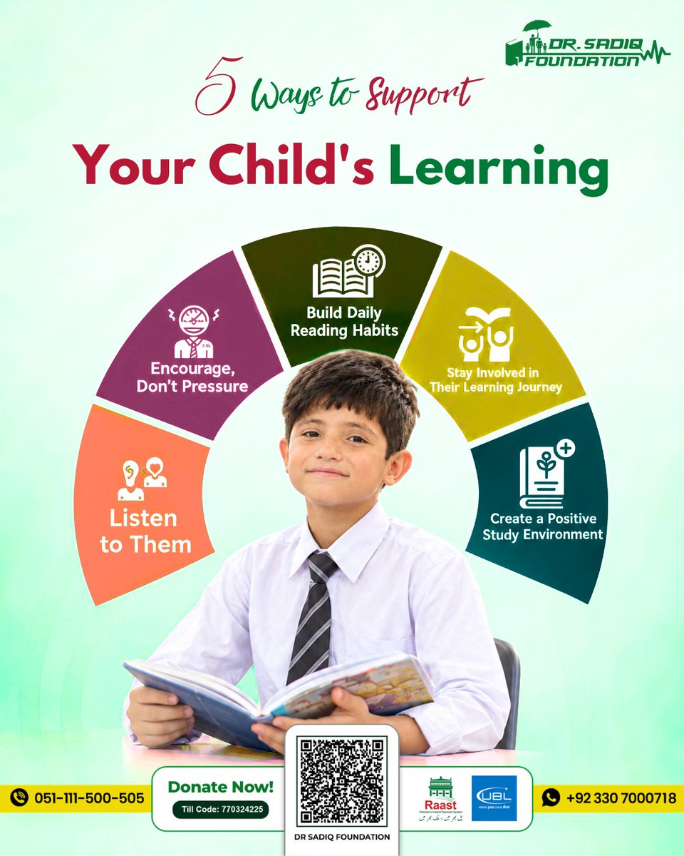 kittyblossom050's tweet photo. Every child deserves the chance to learn and thrive! 📚💚 Encourage reading, listen with care, and create a positive learning environment. Together, let’s build a brighter future through education.

#DrSadiqFoundation #EducationForAll https://t.co/81Qt2wEFDK