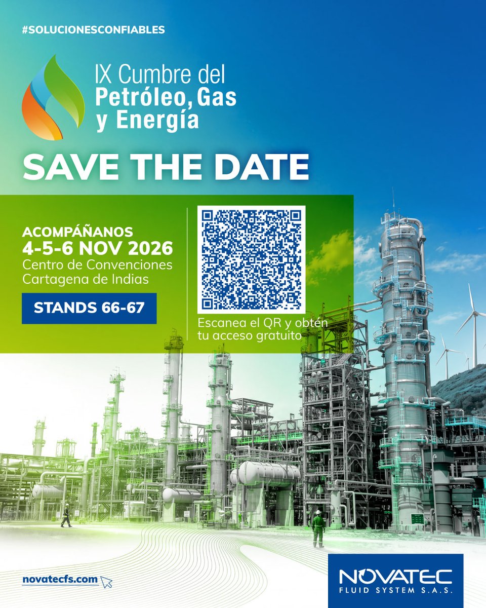 NovatecFS's tweet photo. ¡Conectemos para impulsar el futuro de la industria energética! ⚙️

En Novatec FS estaremos presentes en la IX Cumbre del Petróleo, Gas y Energía 2026, un espacio para compartir conocimiento, https://t.co/k28kItte7X