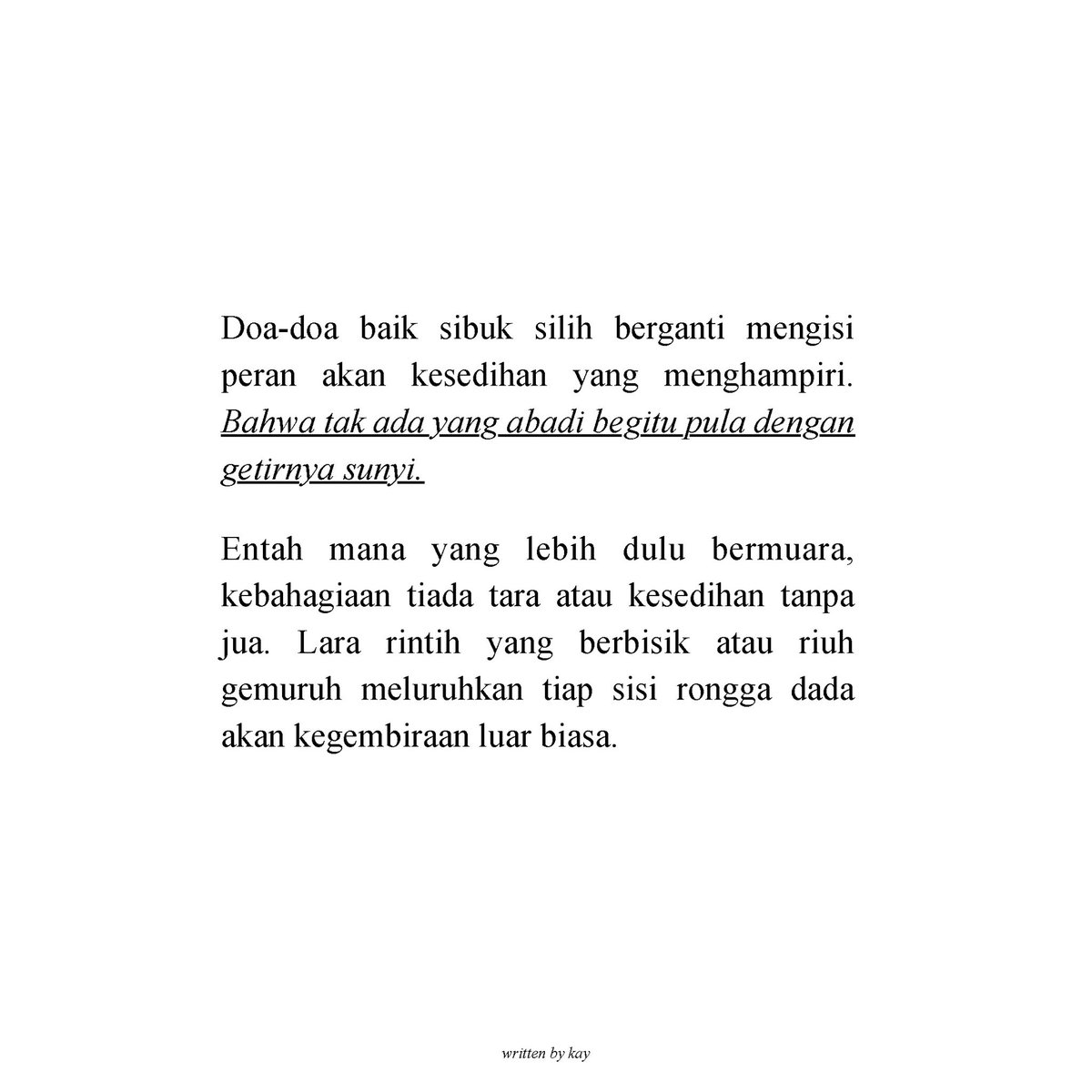 peotryours's tweet photo. Doa-doa baik sibuk silih berganti mengisi peran akan kesedihan yang menghampiri. Bahwa tak ada yang abadi begitu pula dengan getirnya sunyi 🤎

#2026MAMAVOTE #NCTDREAM https://t.co/0twHMOOthY