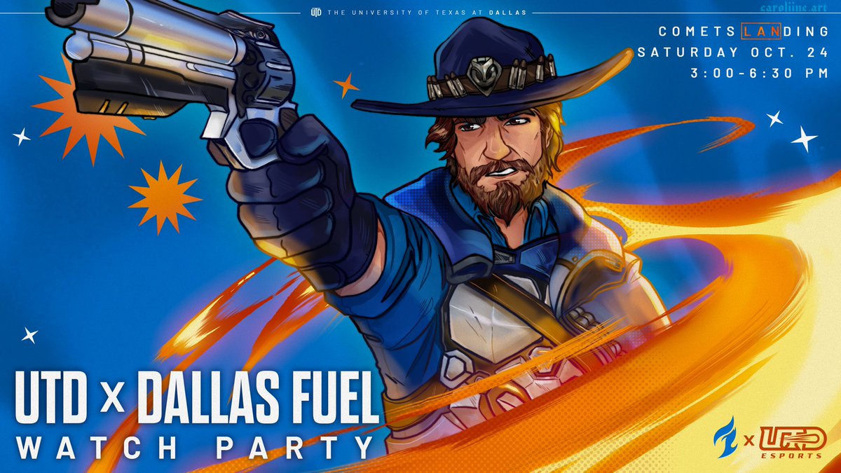 UTDEsports's tweet photo. UTD Esports x @DallasFuel for a OWCS watch party! Enjoy a Q&amp;A with Fuel staff, show off your Overwatch skills to win prizes, and #BurnBlue as we cheer on the Fuel vs Spacestation Gaming 🔥

📅 Saturday Oct. 24 3:00-6:30PM
📍 SU Green outside of Comets LANding

RSVP in replies ⬇️ https://t.co/5UGSl02nji