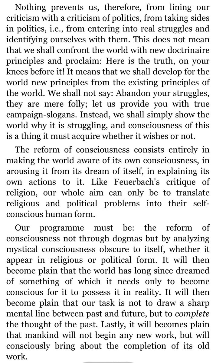 ygzgzot's tweet photo. Seeing some Marxists dismiss the student-led protests in France reminds me of Marx’s 1843 letter to Ruge. He urged us to enter into real struggles, identify with them, and help people understand what they’re fighting for. Criticism has to begin with the struggle itself. https://t.co/ADYrAo6dSN