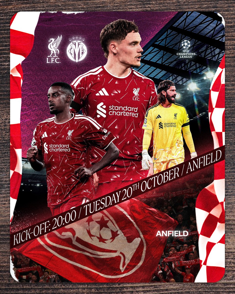 LFC's tweet photo. Back in #UCL action to take on Villarreal at Anfield ✨ https://t.co/liexTjiwyS