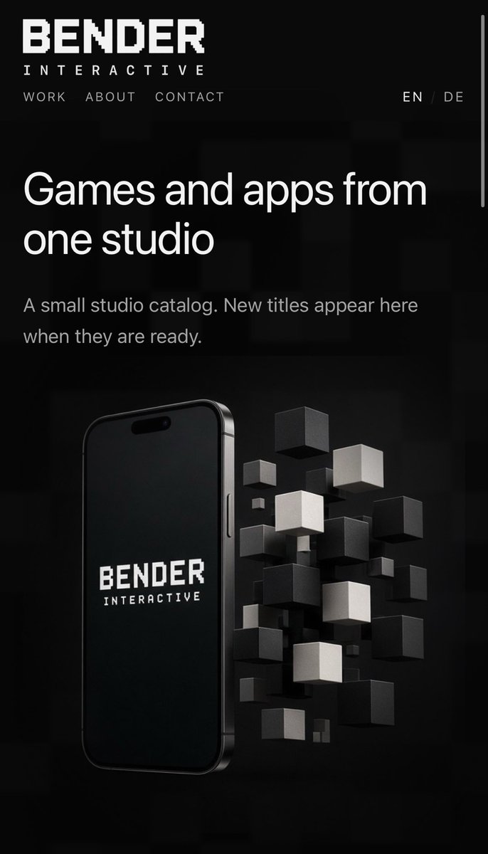 BENDER_INTERACT's tweet photo. BENDER INTERACTIVE

A small independent studio building games and apps, made to actually ship.

First up: @GrowCall , your plant growth calendar, launching soon as a web app.

Follow along for updates.

#indiedev #indiegamedev #appdeveloper #solodev https://t.co/gi2VL6mVSk